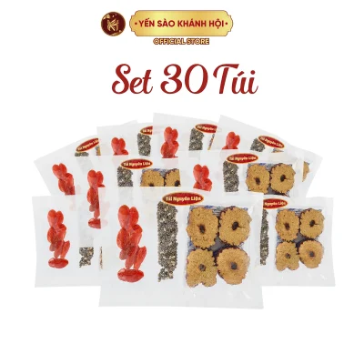 Set Nguyên Liệu 1 Lần Chưng Yến Tiện Lợi, Bảo Quản Lâu - Táo Tàu, Kỷ Tử, Hạt Chia, Đông Trùng <10 tuổi.  30 Túi